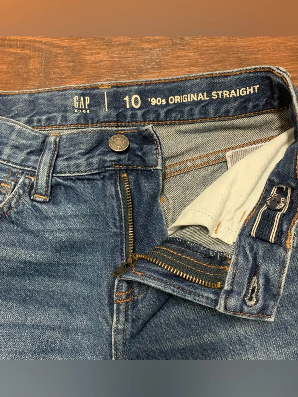 Gap Kids 90's Original Straight Jeans Blue Denim Adjustable Waist Size 10 Cotton - Picture 3 of 8